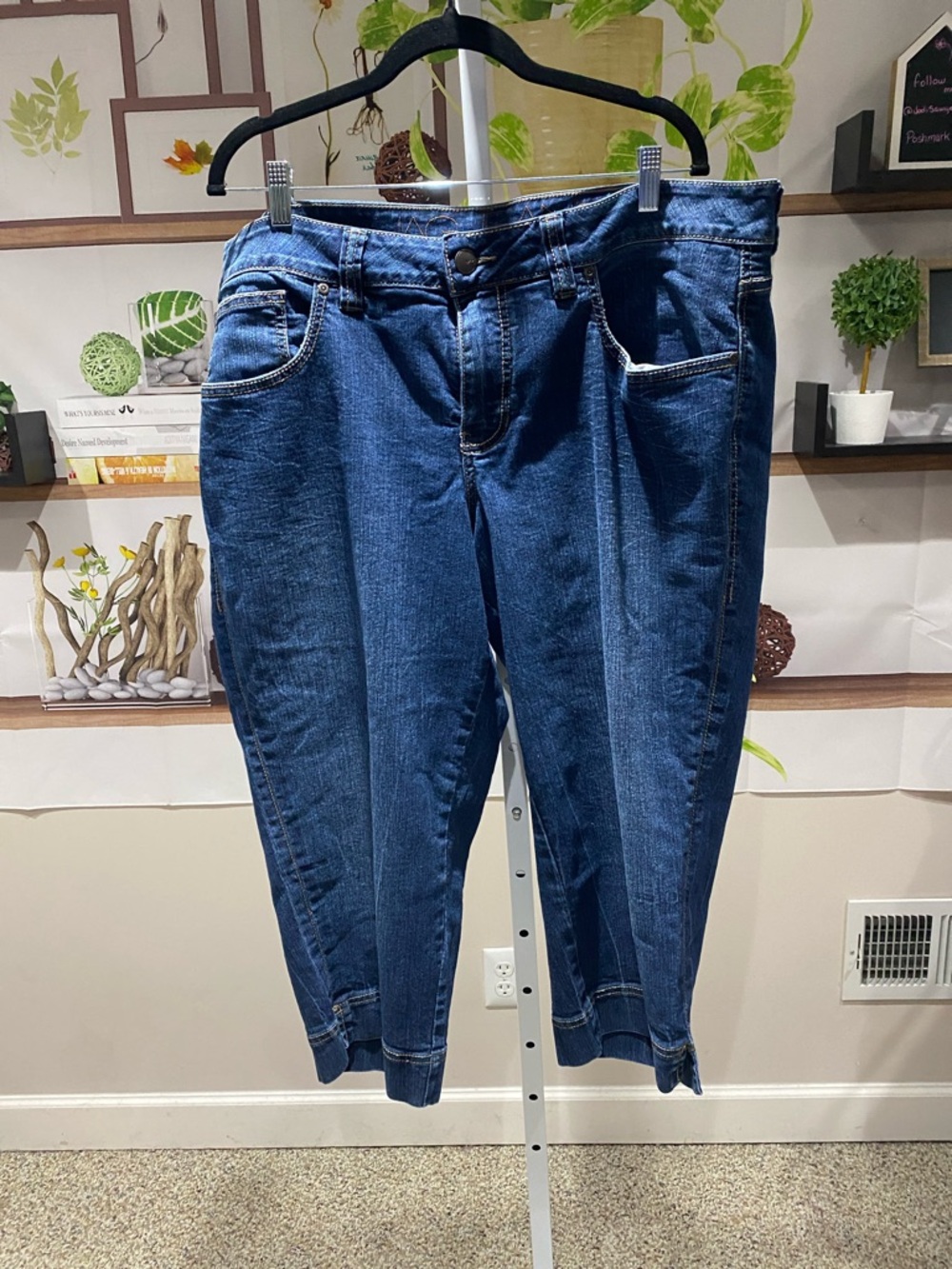 Jag Jeans Dark Blue Denim Capri sz 22W. Waist 22 rise 11 length 22.